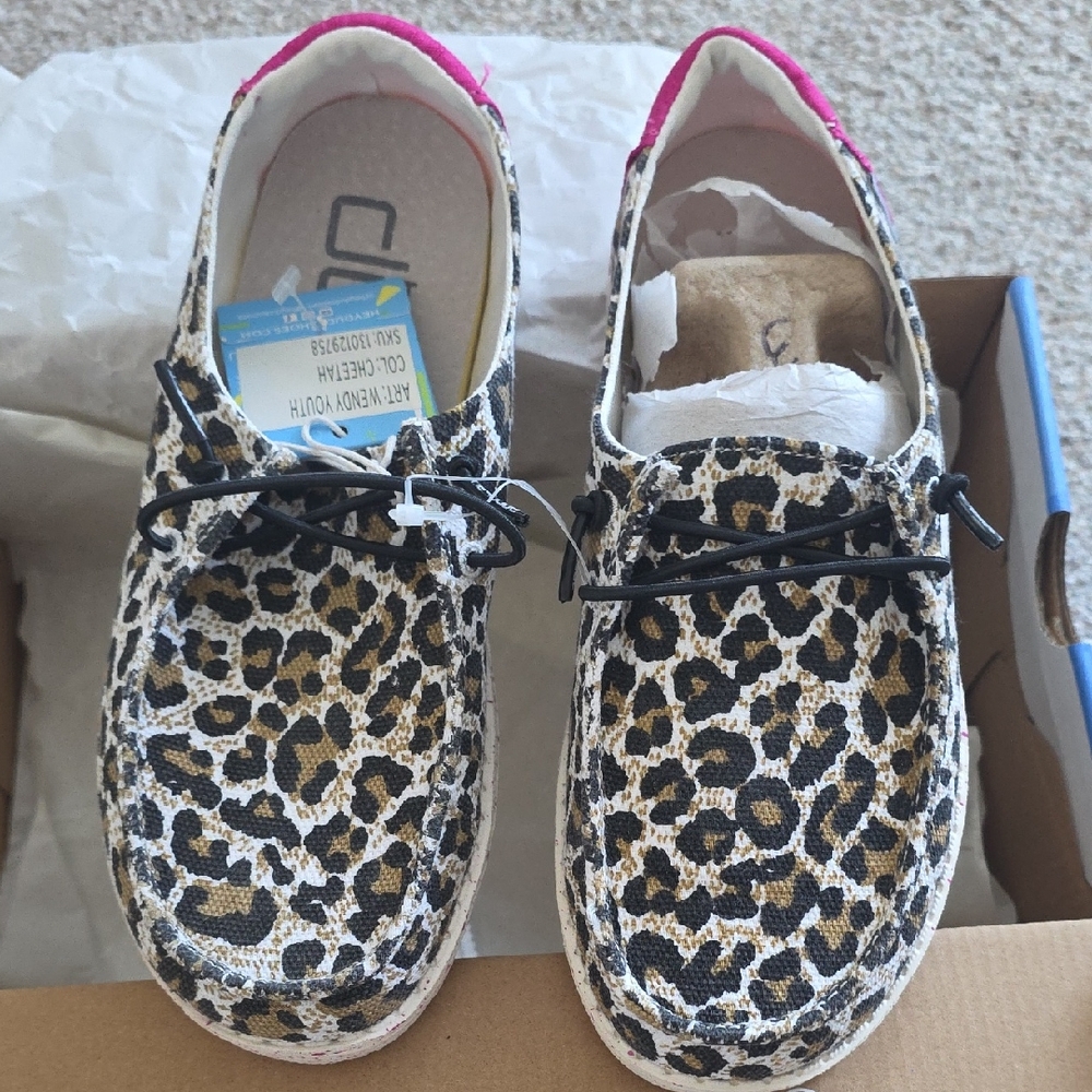 Kids Leopard Print Casual Shoes - Pink Trim